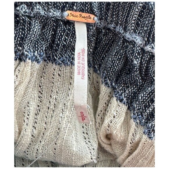 Free People Dress NWT $148 All Lined Up Stripe Blue Gray Tiered Ruffle Hem Sz S - Picture 3 of 13